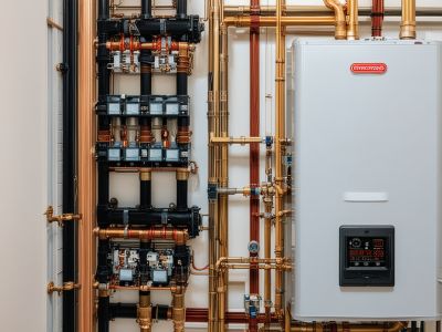 Residential heating boiler system in home setting